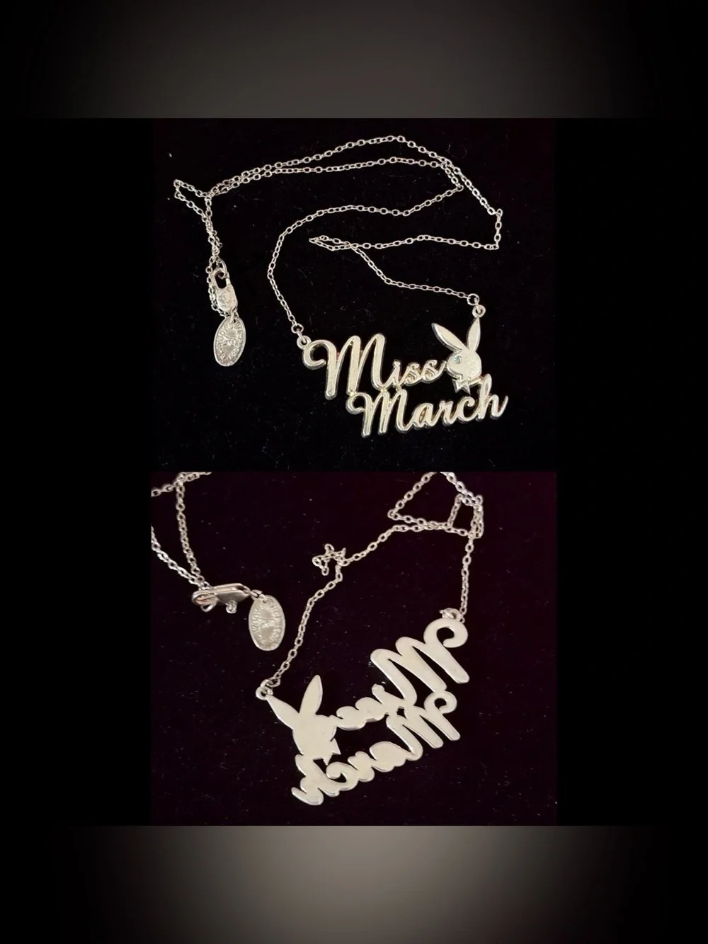 Playboy miss march silver necklace NWT